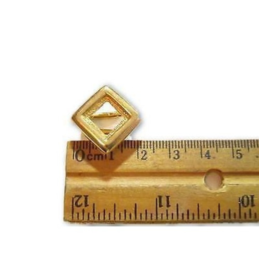 Vintage 14K Yellow Gold Plated Square Diamond 10mm Stone Choker Slide Pendant - Picture 4 of 4